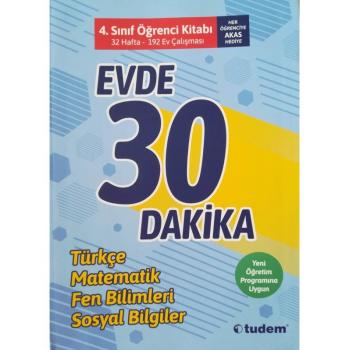 Tudem 4.Sınıf Evde 30 Dakika Öğrenci Kitabı 2019 Yeni Müfredat