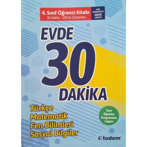 Tudem 4.Sınıf Evde 30 Dakika Öğrenci Kitabı 2019 Yeni Müfredat