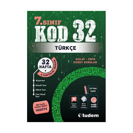 Tudem Yayınları 7. Sınıf Türkçe Kod 32 Tekrar Testleri
